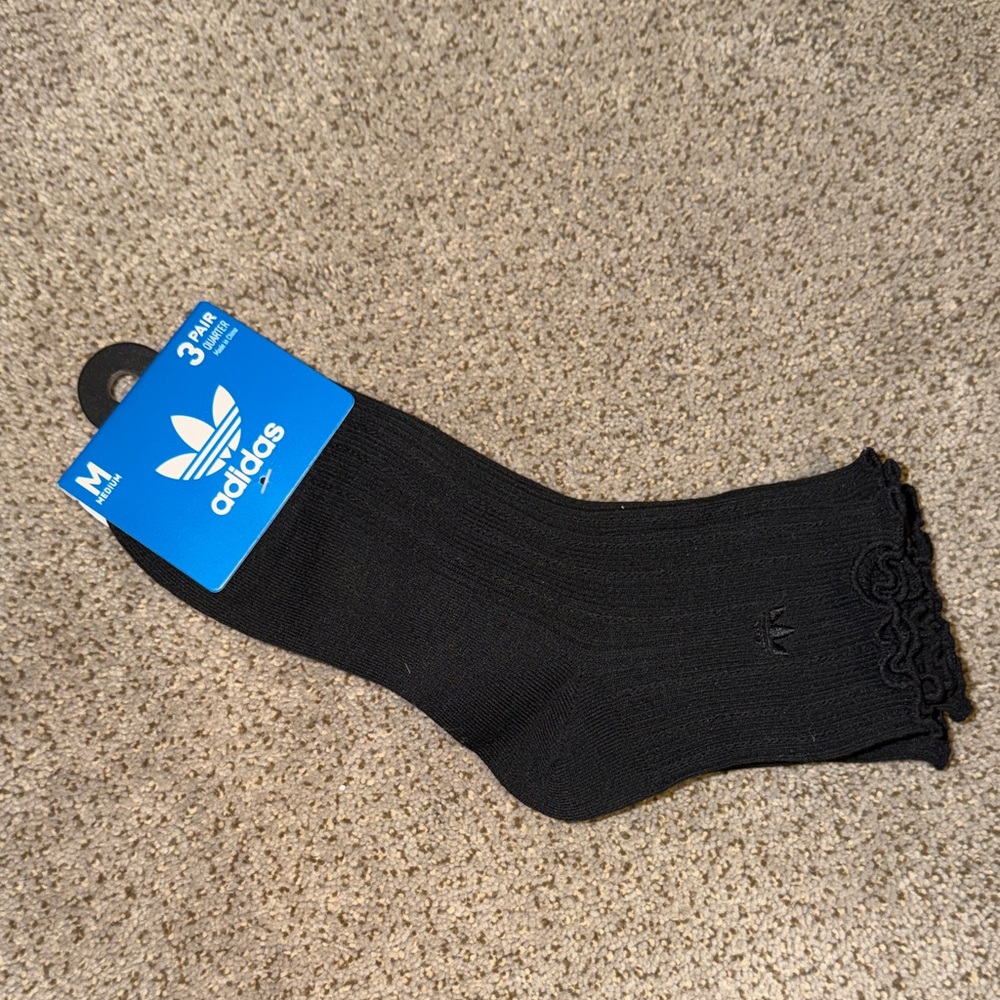adidas women's Black Athletic Socks with lettuce trim